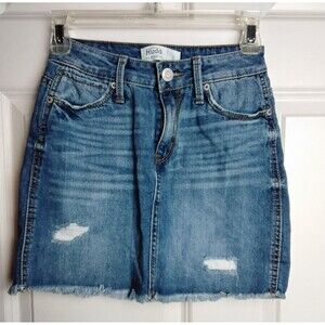 Mudd Women's Skirt Size 0 Blue Jean Distressed Flex Stretch Mini Denim